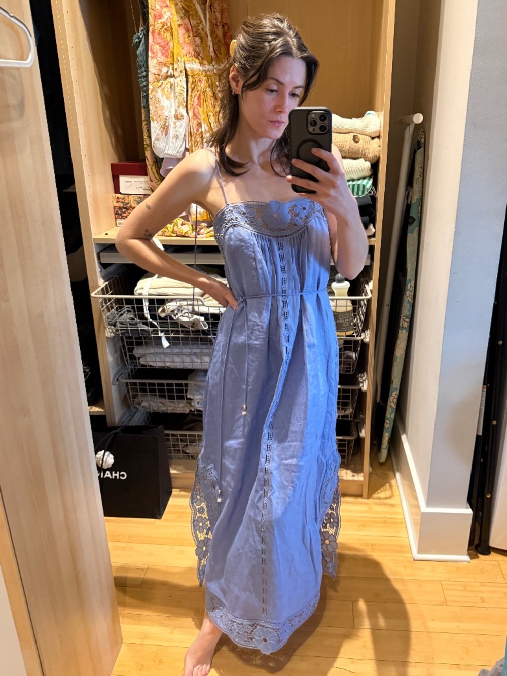 NWT Zimmermann August Broderie Slip Dress | Dusty Blue | Size 0